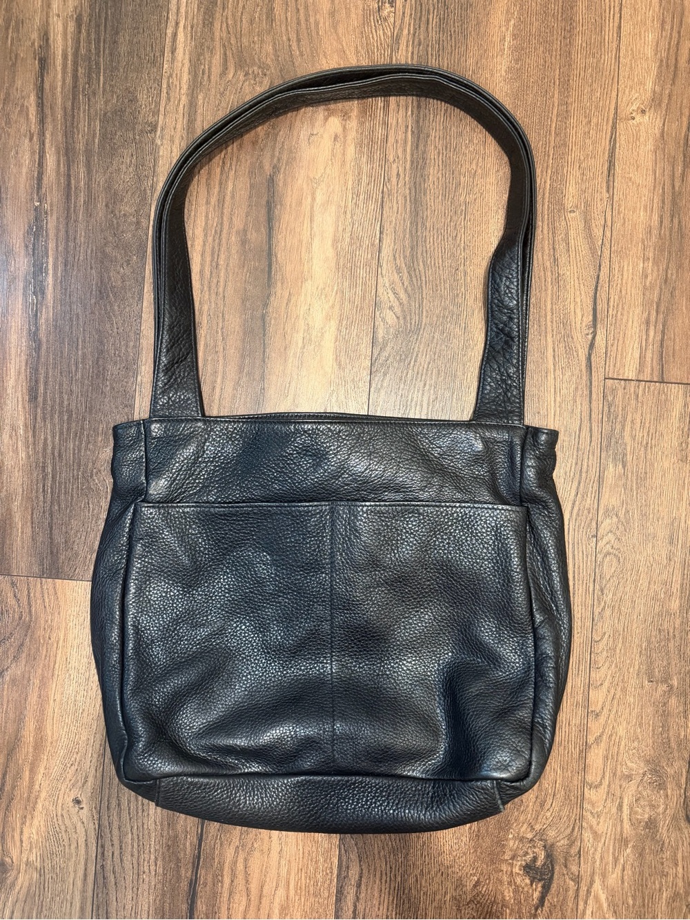 Libaire Black Pebbled Leather Shoulder Bag Hobo-style Double Strap Purse Vintage